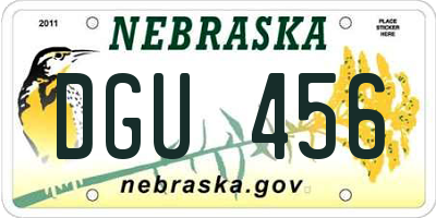 NE license plate DGU456