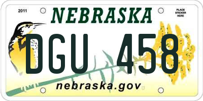 NE license plate DGU458