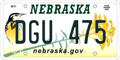 NE license plate DGU475