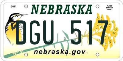 NE license plate DGU517