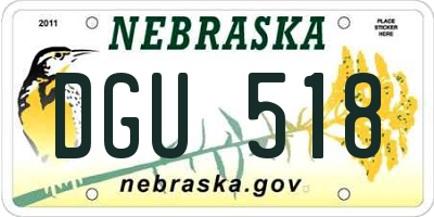 NE license plate DGU518