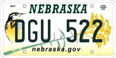 NE license plate DGU522