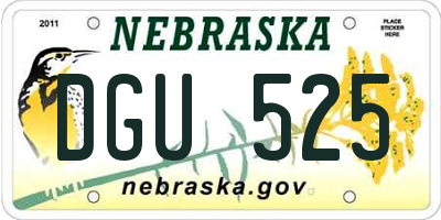 NE license plate DGU525