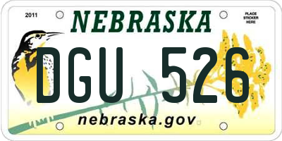 NE license plate DGU526