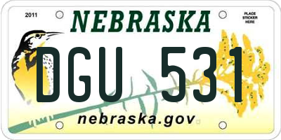 NE license plate DGU531