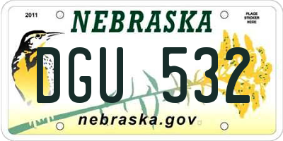 NE license plate DGU532