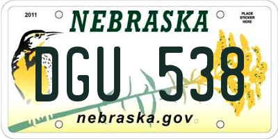 NE license plate DGU538