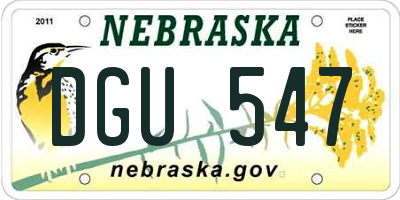 NE license plate DGU547