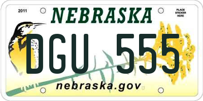 NE license plate DGU555