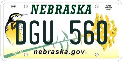 NE license plate DGU560