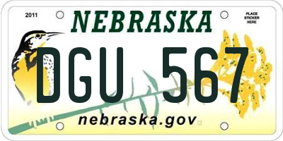 NE license plate DGU567