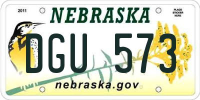 NE license plate DGU573