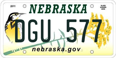 NE license plate DGU577