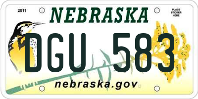 NE license plate DGU583