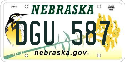 NE license plate DGU587