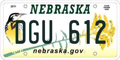 NE license plate DGU612
