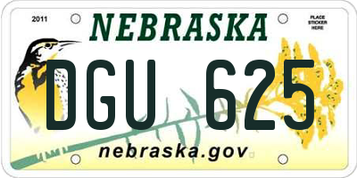 NE license plate DGU625