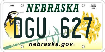 NE license plate DGU627
