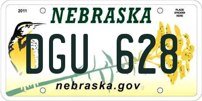 NE license plate DGU628