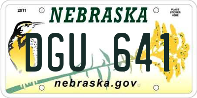 NE license plate DGU641