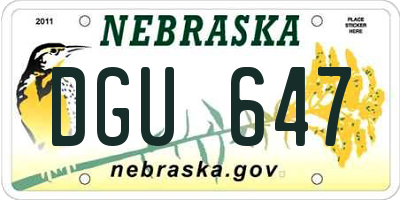 NE license plate DGU647