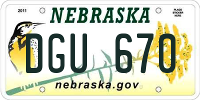 NE license plate DGU670