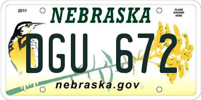 NE license plate DGU672