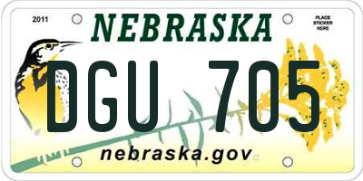 NE license plate DGU705