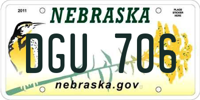 NE license plate DGU706