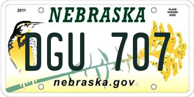 NE license plate DGU707