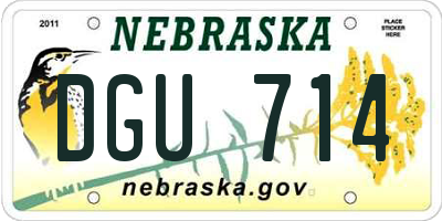 NE license plate DGU714