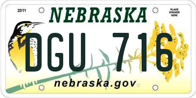 NE license plate DGU716