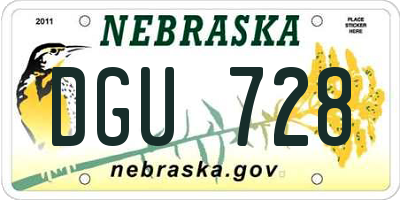 NE license plate DGU728