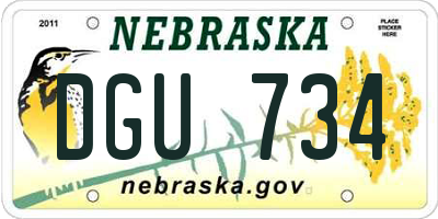 NE license plate DGU734