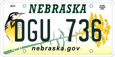 NE license plate DGU736