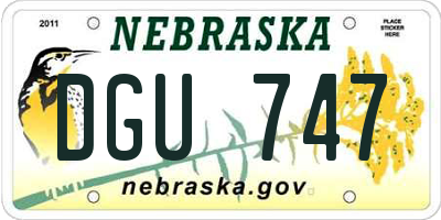 NE license plate DGU747