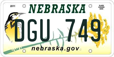 NE license plate DGU749