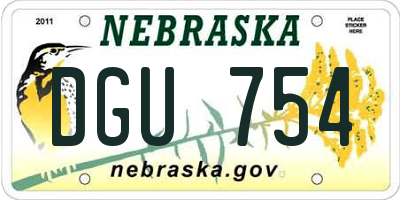 NE license plate DGU754