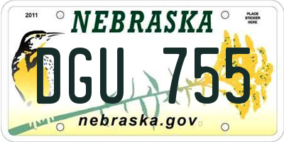 NE license plate DGU755