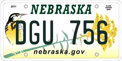 NE license plate DGU756