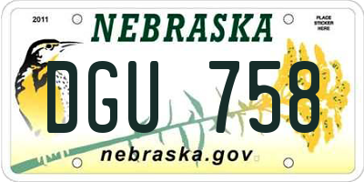 NE license plate DGU758