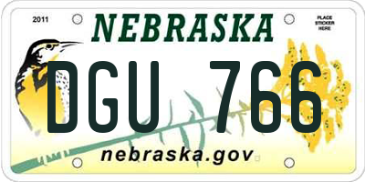 NE license plate DGU766