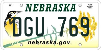 NE license plate DGU769