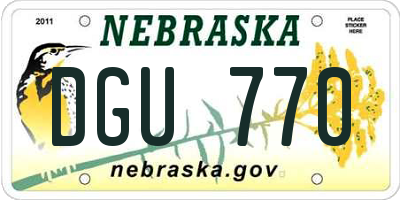NE license plate DGU770