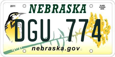NE license plate DGU774