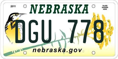 NE license plate DGU778