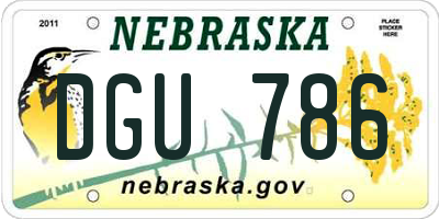 NE license plate DGU786