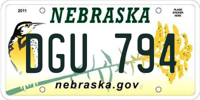 NE license plate DGU794