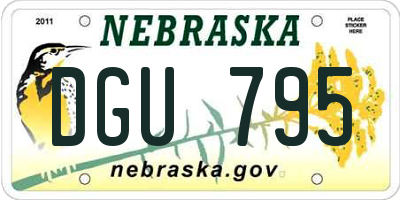 NE license plate DGU795
