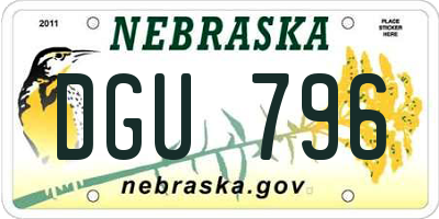 NE license plate DGU796